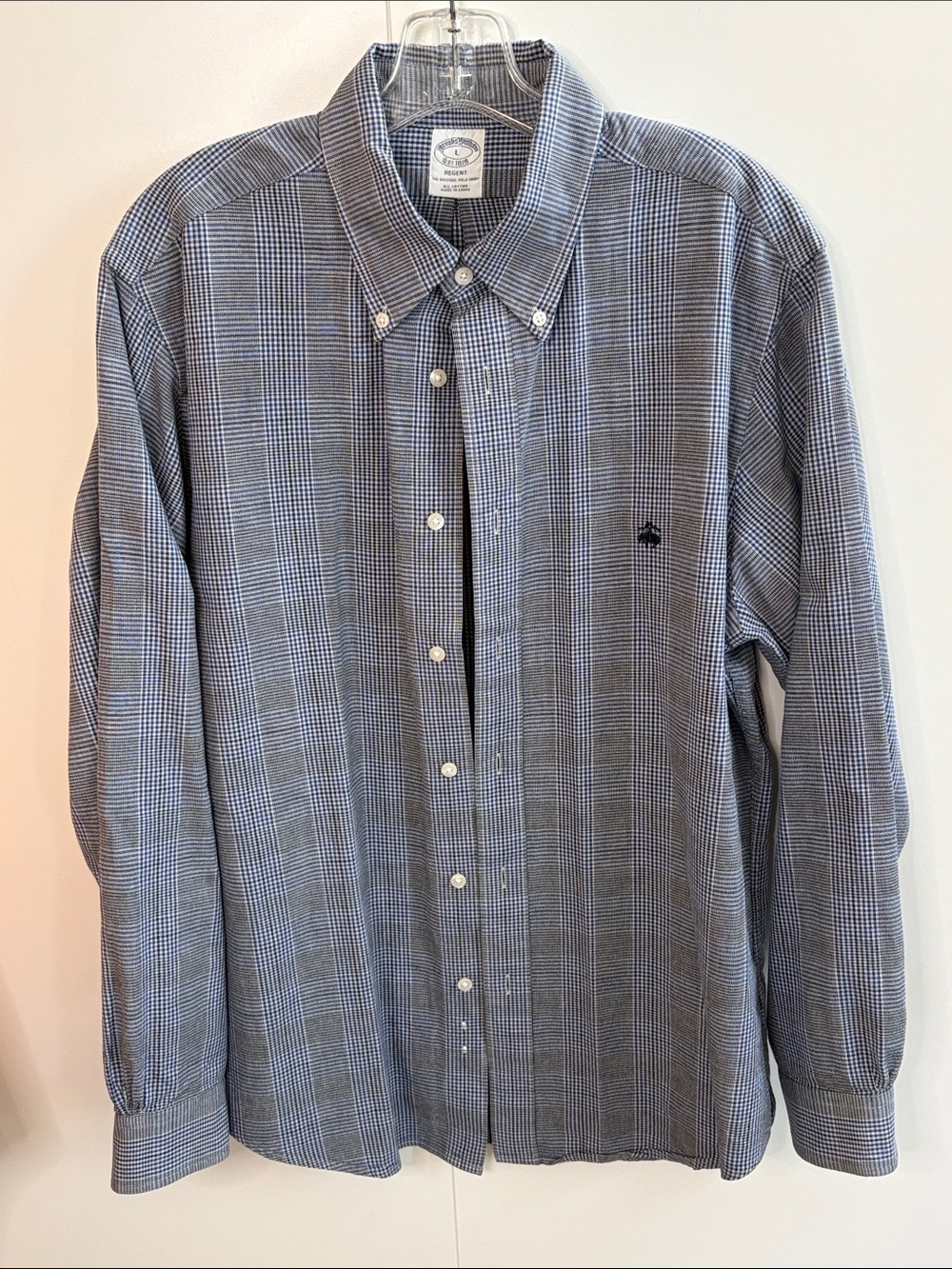Brooks Brothers Blue and White Plaid Button-Down Shirt